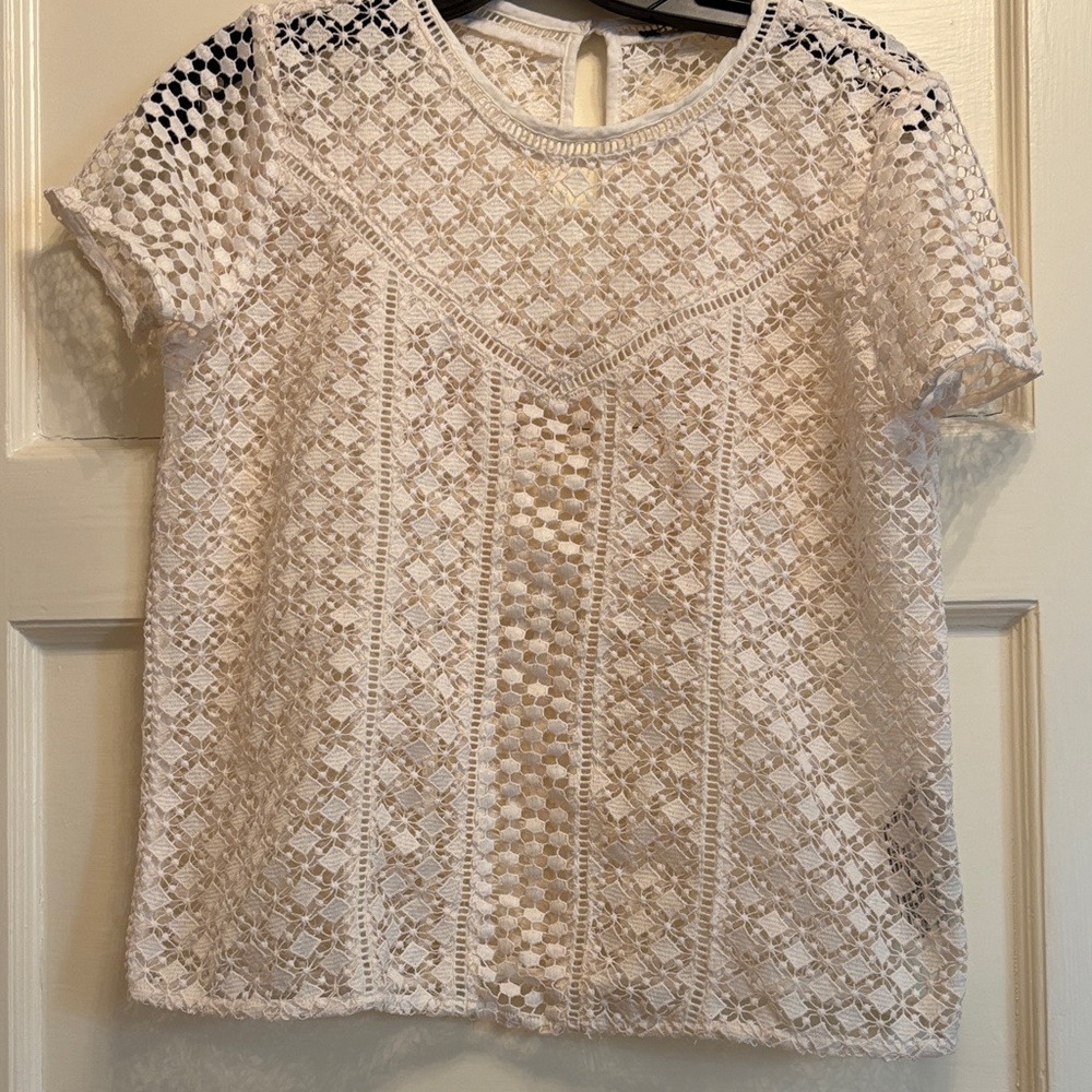 Abercrombie & Fitch Size S Cream Lace Short Sleeve Top